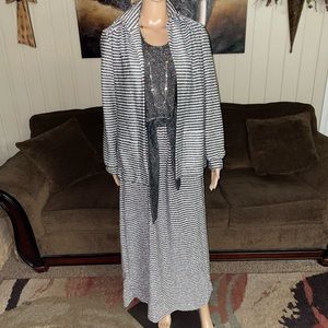 Fred Rothschild • Size 12 • Black • Silver Metallic • Evening Maxi Dress